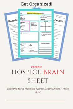 a poster with the words, freebie hospice brain sheet