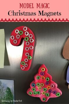 the magnets are made to look like christmas trees