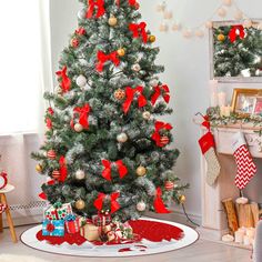 a decorated christmas tree in a living room