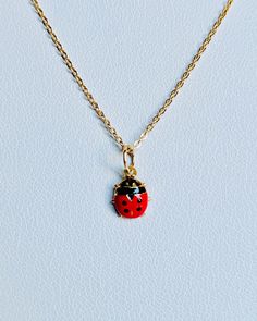 14K Solid Yellow Gold Tiny Delicate Puffy Enamel Lady Bug | Etsy Handmade Yellow Gold Enamel Necklaces, Handmade Yellow Gold Enamel Necklace, Red Enamel Round Pendant Necklace, Black Enamel Oval Necklace As Gift, Black Enamel Oval Necklace For Gift, Yellow Gold Enamel Round Pendant Charm Necklace, Yellow Gold Enamel Charms For Gift, Yellow Gold Enamel Necklace For Gift, Dainty Yellow Gold Enamel Necklace