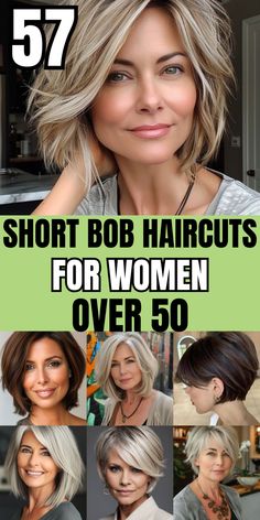 Ready for a bold change? Discover the best very short hairstyles for women over 50, including edgy pixie cuts and chic bobs that redefine style. #ShortHairstyles #PixieCuts #BobHaircuts #WomenOver50 50 Bob Hairstyles Over 50, Overcut Hairstyle Woman, Short To Medium Hairstyles For Women, Short Hairstyles For 50 Year Old Women, Short Rockabilly Hairstyles For Women, Chin Length Bob With Highlights, Ladies Bob Hairstyles, Short Hairstyle Women Fine Hair Bob, Grey Short Bob Hairstyles