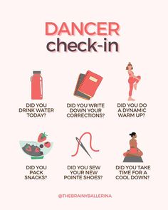 a poster with the words dancer check - in and instructions on how to do it