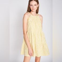 Super Cute New Without Tags En Saison Kanika Mini Babydoll Tiered Dress Size Small. Tie Up Straps, Pull Over Body Silhouette Gingham Dress With White Flower Embroidery All Over . So Cute & Summery- Tried On & Took Off Tags But Never Wore Out Boxmay24 Yellow Mini Dress For Spring Picnic, Yellow Summer Sundress For Picnic, Yellow Casual Mini Dress For Picnic, Casual Yellow Mini Dress For Picnic, Casual Yellow Sundress For Picnic, Yellow Sleeveless Mini Dress For Picnic, Yellow Summer Mini Dress For Picnic, Yellow Sleeveless Mini Dress For Picnics, Yellow Mini Dress For Picnic