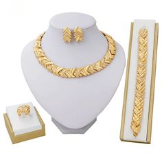 This dainty gold jewelry set will surely add sparkle to your girls on your special day! This set is perfect for the bride, bridesmaids jewelry gift, prom, or any special occasion! This Jewelry set would add more charms to your beautiful jewelry collection and would surely bring lots of compliments. It falls beautifully on the neckline giving you an elegant look. This set will definitely be a treasured inclusion in every woman's jewelry collection. Perfect As A Party Wear, Festive Wear, And Costu Dubai Gold Jewelry, Pinterest Jewelry, Women Products, Dainty Gold Jewelry, Costume Necklace, Women Costume, Bridesmaid Gifts Jewelry, Gold Wedding Jewelry, Gold Jewelry Sets