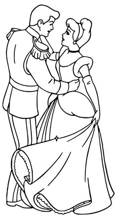 the prince and princess are talking to each other in this disney coloring page for kids