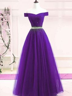 Purple Formal Dress, Purple Tulle, Long Party Dress, A Line Prom Dress, Junior Prom Dresses, Chique Outfits