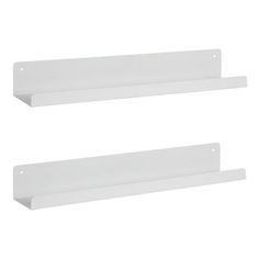 two white shelfs are shown against a white background