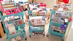 two trolleys filled with lots of different items