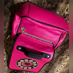 Gorgeous Betsey Johnson Telephone Pocketbook With Attached Adjustable Strap, 2 Inside Pockets & Zipper Compartment. Brand New***Without Tags! Approx. L” Is 8” Across, H Is 9”(Not Counting Straps), 4.5 Diameter Inside. From Nonsmoking Home. ***Backside Has Some Pink Trim Coming Undone Above The Outside Zipper. Unique Pocketbook From Betsey Johnson Is Vintage-No Tags-Never Used! Pink Phone Bag With Removable Pouch For Travel, Pink Phone Bag With Removable Pouch For Daily Use, Chic Pink Mobile Phone Bag, Pink Phone Shoulder Bag, Trendy Pink Phone Bag With Zipper Closure, Chic Pink Satchel For School, Chic Pink School Satchel, Pink Pouch Bag With Cell Phone Pocket, Pink Satchel With Mobile Phone Bag For Travel