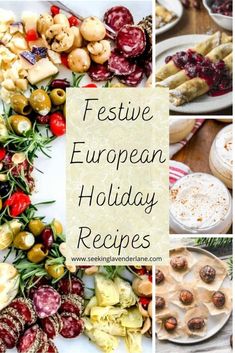 festive european holiday recipes with text overlay