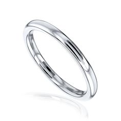 a white gold wedding ring with two thin lines on the outside and inside of it