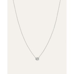 A gorgeous classic, and your new heirloom - this necklace has a beautiful excellent cut diamond mounted in a bezeled setting of 14k gold. | Quince | Women's Diamond Bezel Necklace in White Gold Solitaire Necklace With Delicate Chain For Everyday, Classic Sterling Silver Birthstone Necklace With Delicate Chain, Classic Birthstone Necklace With Delicate Sterling Silver Chain, Everyday Solitaire Necklace With Delicate Chain, Everyday Silver Diamond Necklace Round Cut, Silver Necklace With Single Cut Diamonds For Everyday, Everyday Silver Necklace With Single Cut Diamonds, Sterling Silver Round Diamond Necklace With Bezel Setting, Classic Solitaire Necklace With Delicate Chain