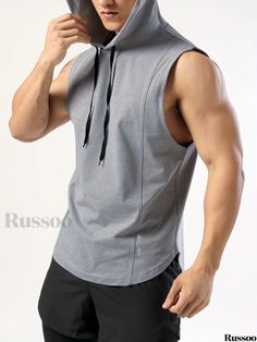 Russoo - Performance-Enhancing Mens Sleeveless Hooded Vest with Reflective Patterns - Ideal Activewear Tank Top for Gym Workouts Hooded Vest, Casual Belt, Mens Activewear, Gym Workouts, Active Wear, Weaving, Tank Top, Solid Color, Gym