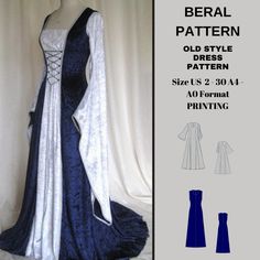 digital pattern Henna Dress, Double Dress, Medieval Dress Pattern, Elizabethan Costume, Style Dress Patterns, Ren Faire Outfits, Godet Dress, Costume Sewing, Female Outfits