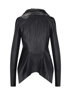 Jacket from Rick Owens Composition: 100% Pelle Di Angello | Rick Owens Women's Jacket in Black | SS24 Designer Blazer With Concealed Front Fastening, Elegant Leather Jacket With Concealed Fastening For Work, Designer Winter Leather Jacket With Concealed Fastening, Designer Leather Jacket With Concealed Fastening For Winter, Formal Leather Jacket With Concealed Fastening For Fall, Designer Winter Blazer With Concealed Fastening, Chic Leather Jacket With Concealed Front Fastening, Winter Designer Blazer With Concealed Fastening, Luxury Leather Outerwear With Concealed Fastening