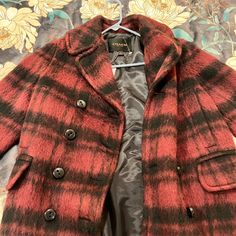 Size: Xs Condition: Nwt, Never Worn Color: Red & Black Msrp: $675 Details: Bust: 20” Hip: 21” Length: 32.5” Back Shoulder To Shoulder: 15” Sleeve Length: 23.5” Red Winter Outerwear With Double Button Closure, Casual Coach Winter Outerwear, Red Double-breasted Winter Outerwear, Red Double-breasted Wool Outerwear, Red Double-breasted Outerwear For Winter, Red Wool Double-breasted Outerwear, Coach Long Sleeve Fitted Outerwear, Coach Fitted Long Sleeve Outerwear, Fitted Coach Outerwear With Pockets