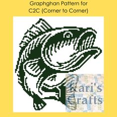 an image of a fish with the words graphhan pattern for c2c corner to corner