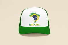 Celebrate your Brazilian heritage with this vibrant Brazil Flag Map Hat! Perfect for any occasion, this stylish trucker hat features a detailed map design of the Brazilian flag, making it a standout accessory. Comfortable and unique, it's the perfect gift for anyone who loves Brazil. Click to explore and showcase your Brazilian pride with this must-have hat! Unique Hats