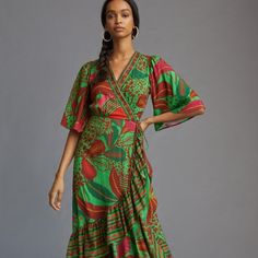 Exclusively For Anthropologie * Viscose; Viscose Lining * Tie Styling * Machine Wash * Imported Dimensions Petites: * Falls 53.5" From Shoulder Maxi Ruffle Dress, Tie Styling, Wrap Maxi Dress, Tie Styles, Ruffled Maxi Dress, Farm Rio, Maxi Wrap Dress, Ruffle Dress, Flutter Sleeve