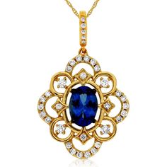 Royal 14K Yellow Gold Tanzanite and Diamond Pendant with Oval Tanzanite - 0.84 Carat and Diamond Halo - 0.24 Carat Total Weight Luxury Tanzanite Pendant Necklace, Luxury Tanzanite Oval Pendant Necklace, Luxury Gold Tanzanite Necklace, Twilight Sky, Yellow Gold Setting, Royal Jewelry, Diamond Halo, Gold Set, Halo Diamond