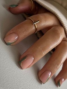 "Bring on the fall vibes with this stunning moss green! 🍃 Nail your seasonal style effortlessly! 🍁 #AutumnStyle #MossGreenNails #NailFashion" Friday Eve, Milky Nails, Subtle Nails, Nagel Tips, Minimal Nails, Casual Nails, Short Acrylic Nails Designs, Neutral Nails, Minimalist Nails