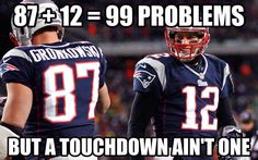 two football players standing next to each other with the caption that says, 97 12 = 9 problems but a touchdown isn't one