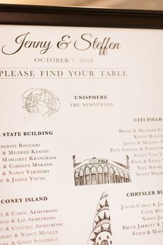 the menu for jenny and stephen's wedding