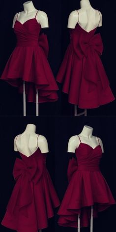 Gowns With Bow, Burgundy Prom Dresses, Burgundy Prom, High Low Prom Dresses, Burgundy Prom Dress, Looks Party, Pretty Prom Dresses, Bow Back