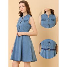 Update your wardrobe collection with this classic denim navy light blue dress for summer daily. This sleeveless denim dress is everything you've ever dreamed of and more. Pair this cutie with your fave plimsolls for the cutest casual style! Suit for spring/summer/autumn and for many occasions, such as casual, work, dinner, going out, weekend, school, travel and daily wear. Knee-length Denim Blue Chambray Dress, Casual Sleeveless Denim Blue Dress, Denim Blue Chambray Knee-length Dress, Casual Blue Denim Sleeveless Dress, Light Blue Knee-length Denim Dress, Sleeveless Washed Blue Denim Dress With Pockets, Trendy Sleeveless Washed Blue Denim Dress, Sleeveless Light Wash Denim Dress With Button Closure, Knee-length Light Blue Cotton Denim Dress