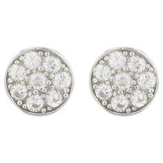 Women's Button Earrings Sterling Silver Cubic Zirconia Disc-Silver/Clear, Silver/Clear Button Earrings, Earrings Sterling Silver, Sterling Earrings, Street Style Women, Sterling Silver Earrings, Women's Shorts, Diamond Earrings, Apparel Accessories, Cubic Zirconia