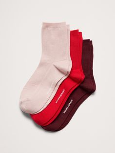 This luxurious sock blends together beautiful silk with breathable cotton to make everyday feel more indulgent.  Set of 3.  Hits above the ankle.  Fits women's shoe sizes 6-10. Women’s Socks, Red Socks, Party Sale, Crew Sock, Women's Socks, Sport Socks, Christmas List, Socks Women, Crew Socks