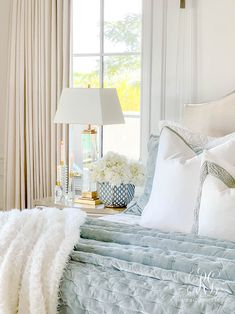 Fall Bedroom Refresh Cozy Fall Bedroom, Dining Room Blue, Thick Blanket, Fall Bedroom, Velvet Bed, Christmas Bedroom, Sunburst Mirror, Bedroom Refresh