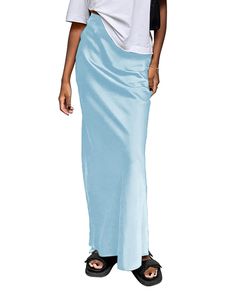 PRICES MAY VARY. Size: S(US2-4)/M(US4-6)/L(US8-10)/XL(US10-12)/2XL(US14-16).Please check the SIZE CHART before you ordering. Fabric：High waist maxi skirt is made of thick and high quality satin fabric,soft and smooth,breathable and lightweight,not see through,medium thickness,suitable for all seasons. Features: The maxi skirt features satin silky fabric,A-Line hem,high waist,hidden elastic waistband,suitable for different waist sizes,high waist maxi long length makes the legs appear more slender Non-stretch Solid Color Summer Pencil Skirt, High Waist Maxi Skirt, Elastic Waistband Skirt, Skirt Elegant, High Waisted Maxi Skirt, School Party, Silky Fabric, Elegant Skirt, Long Skirts