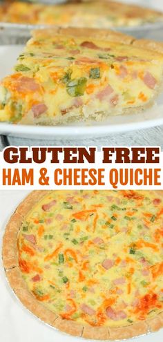 ham and cheese quiche with text overlay