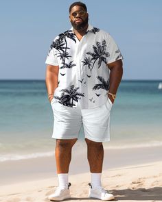 This Hawaiian Shirt Shorts Set is suitable for all kinds of casual occasions, such as vacations, beach parties, summer picnics and so on. You can pair it with a pair of sandals or sneakers for a trendy look. Whether you are on vacation or in daily life, this set will bring you a comfortable and stylish wearing experience. Casual suit: Casual men's short-sleeved shirt suit focuses more on comfort and leisure. It usually consists of a light, short-sleeved shirt worn with jeans or slacks. This set Stylish Men Casual Plus Size, Plus Size Men Vacation Outfits, Types Of Suits, Dog Suit, Summer Picnics, Suit Casual, Big Men Fashion, Beach Parties, Beach Wear Men