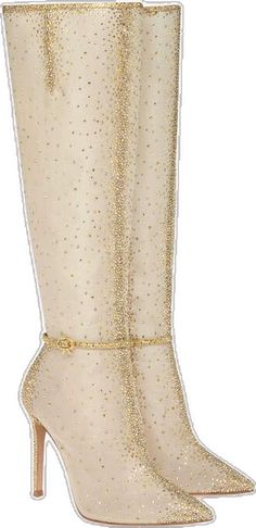 Elegant Glitter Boots With Pointed Toe, Elegant Gold Embellished Boots, Elegant Sparkling Boots For Night Out, Luxury Gold Boots For Party, Luxury Party Boots, Luxury Gold Party Boots, Elegant Gold Boots For Party, White High Heels, Mid Heel