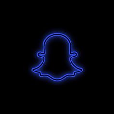 a neon blue snap icon on a black background in the shape of a person's head