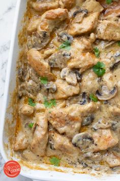 This creamy chicken casserole is baked in an ultra-creamy homemade gravy and plump mushrooms! It’s called Chicken Gloria and makes the perfect dish to impress guests or bring along to a potluck! It’s one tasty chicken recipe! Give this homemade chicken recipe a try if you are looking for something different for a hearty fall dinner idea.

#chicken #chickencasserole #dinneridea #falldinner #chickenrecipe Chicken And Mushroom Casserole, Chicken Gloria, Chicken Mushroom Casserole, Creamy Chicken Casserole, Chicken Mushrooms, Chicken Casserole Recipe, Mushroom Casserole, Chicken And Mushroom, Chicken Recipes Casserole