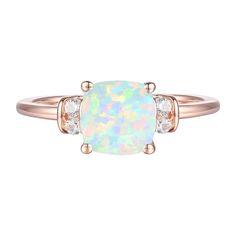 Whether you're celebrating a special occasion, marking a milestone, or simply treating yourself to a timeless and meaningful piece of jewelry, this 14k Rose Gold Over Silver Lab-Created Opal, Lab-Created White Sapphire Solitaire Ring is the perfect choice. Click on this JEWELRY & WATCHES GUIDE to learn about fit, styles, materials and more! Whether you're celebrating a special occasion, marking a milestone, or simply treating yourself to a timeless and meaningful piece of jewelry, this 14k Rose Classic Adjustable Opal Ring For Anniversary, Rose Gold Opal Birthstone Ring For Gift, Rose Gold Opal Birthstone Ring As Gift, Elegant Adjustable Opal Ring For Anniversary, Adjustable Fine Jewelry Opal Ring For Anniversary, Classic Rose Gold Opal Ring For Anniversary, Adjustable Opal Ring With Accent Stones For Anniversary, White Sapphire Solitaire Ring, Treating Yourself