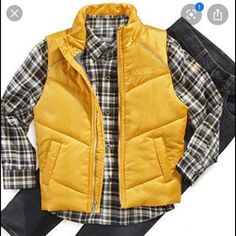 Yellow Zip Up With Grey Interior New Casual Mustard Cotton Outerwear, Casual Yellow Cotton Outerwear, Casual Yellow Outerwear For School, Casual Mustard Outerwear For Outdoor, Casual Yellow Outerwear For Fall, Casual Mustard Winter Outerwear, Boy Styles, Toddler Vest, Young Mens Fashion