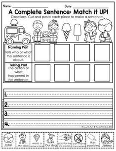 a complete sentence match it up worksheet for students to practice their writing skills