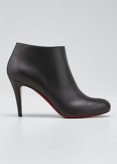 Christian Louboutin Belle Leather Red-Sole Ankle Boots - Bergdorf Goodman Louboutin Boots Outfit, Heeled Ankle Boots Outfit, Types Of Boots, Ankle Boots Outfit, Boots With Laces, Christian Louboutin Shoes Outfit, Christian Louboutin Outfits, Ankle Boots With Jeans, Pink Nike Shoes