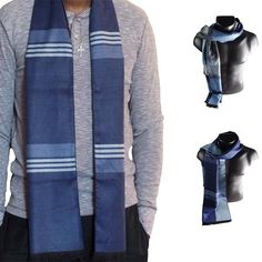 Stylish and classy well made men's scarf that is the perfect addition to any fall or winter look Scarf is long and will accommodate most builds and body types. Wear with sweaters, jackets, coats and suits. Can work well for a professional look or an upscale casual look with a pair of jeans Made with 80% viscose and 20% microfibers and has a luxurious soft feel. Scarfs drapes easily over body and offers beautiful design and colors Measurements: 70in (L) by 12.5in (W) Care: Hand wash only Classic Blue Scarf For Fall, Classic Fall Business Scarves, Classic Business Scarves For Fall, Upscale Casual, Winter Scarves, Men's Scarf, Mens Scarves, Fashion Winter, Professional Look