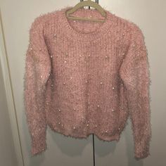 Super Cute Trendy Pearl Baby Pink And Faux Pearl Knit Sweater. Fits Tts. No Rips, Stains Or Tears. Non-Smoking Home. Bundle And Save. Offers Welcome. Condition: Brand New Size: Small Original Price: $30 Pink Sweater For Fall Party, Trendy Pink Sweater For Party, Pink Sweater For Winter Party, Pink Knit Top For Party, Casual Pink Sweater For Party, Pink Fall Party Sweater, Trendy Knitted Party Sweater, Trendy Knitted Sweater For Party, Pink Knit Sweater For Party