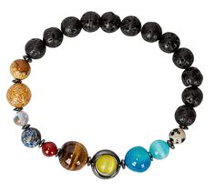 PRICES MAY VARY. Our SPUNKYsoul design of the popular Universe stretch bracelet in gunmetal has been highly requested from our female customers and is now available. It has dark hematite faceted spacers and a Hematite Circle around Saturn. It comes with a meaningful card: "The circle is a deeply symbolic shape with many meanings, including the circle of life, the infinity of the universe, the planets, stars, timelessness, totality, and wholeness. The circle symbol also reminds us of love, karma, Love Karma, Solar System Bracelet, Dalmatian Stone, Man Jewelry, Bracelets Collection, Cuff Bracelets Handmade, Locket Bracelet, Essential Oil Diffuser Bracelet, Wire Bangles