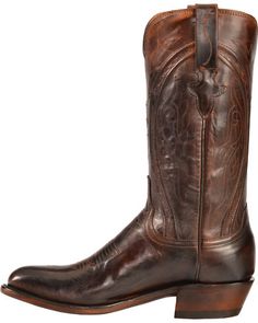 Lucchese Men's Clint Heirloom Mad Dog Western Boots, Peanut Brittle, hi-res Hand Tooled Western Boots For Ranch, Leather Moto Boots With Goodyear Welt For Rodeo, Goodyear Welted Leather Moto Boots For Rodeo, Rustic Hand Tooled Boots For Ranch, Western Moto Boots With Leather Lining And Moc Toe, Western Moto Boots With Leather Sole For Western-themed Events, Leather Boots With Concho For Ranch, Leather Concho Boots For Ranch, Rustic Hand-tooled Boots For Western-themed Events