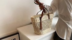 Trendy Basket-shaped Straw Shoulder Bag, Trendy Straw Tote Bucket Bag, Chic Large Capacity Straw Bag For Daily Use, Elegant Double Handle Straw Bag For Summer, Trendy Straw Bag For Spring, Trendy Basket Shoulder Bag For Shopping, Trendy Double Handle Straw Shoulder Bag, Trendy Straw Shoulder Bag With Double Handle, Trendy Large Capacity Straw Shopping Bag