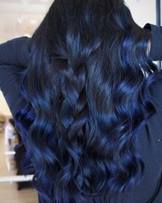 Black Blue Hair Color, Black Blue Hair, Blue Hair Ideas, Darcy Vega Zodiac, Midnight Blue Hair, Blue Hair Highlights, Blue Hair Color, Dyed Hair Blue, Blue Black Hair