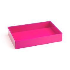 a pink rectangular tray on a white background