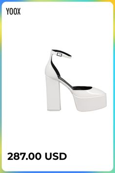 leather, varnished effect, no appliqués, solid color, leather backing, buckling ankle strap closure, round toeline, square heel, leather sole, contains non-textile parts of animal origin, ankle-strap pumps , Color: White , Size: 8 Paris Texas Heels, Paris Texas, Ankle Strap Pumps, Texas, Solid Color, Pumps, White, Heels, The Originals